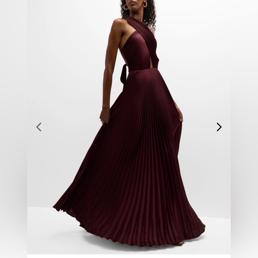 A.L.C Athena Pleated Halter A-Line Maxi Dress